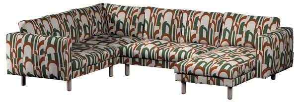 Potah na pohovku IKEA Norsborg rohová, 5-místná se šezlongem barva zelená látka pletený vzor, vzorované