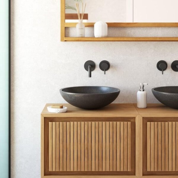 Kave Home Černé terrazzo umyvadlo na desku Delina 40 cm