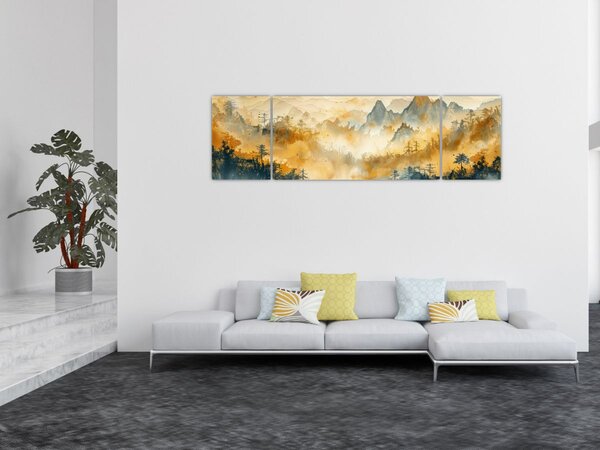 Obraz - Pohoří, akvarel (170x50 cm)