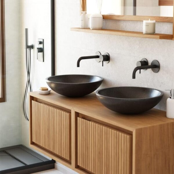 Kave Home Černé terrazzo umyvadlo na desku Delina 40 cm