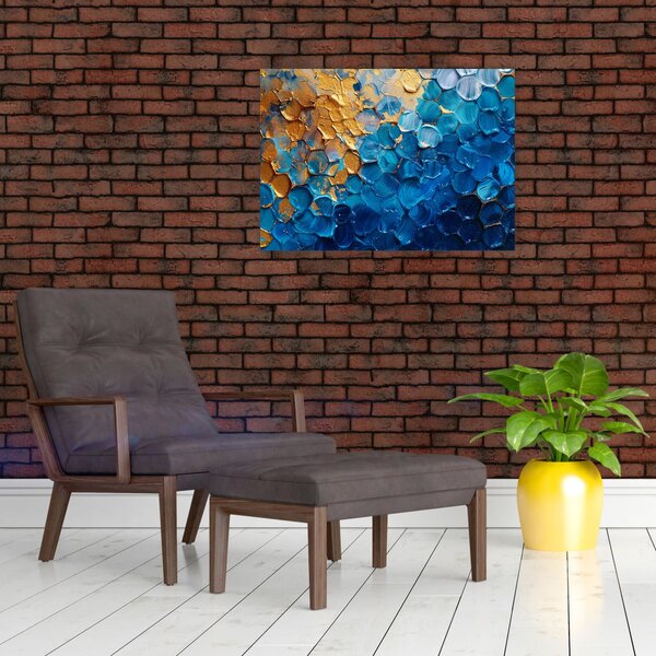 Obraz - Modrozlatá malba (70x50 cm)