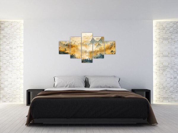 Obraz - Pohoří, akvarel (125x70 cm)