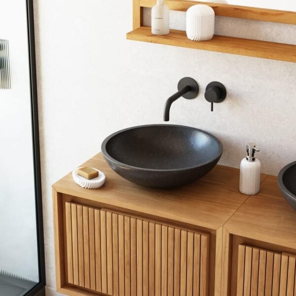 Kave Home Černé terrazzo umyvadlo na desku Delina 40 cm
