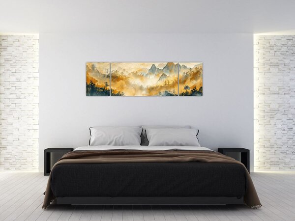 Obraz - Pohoří, akvarel (170x50 cm)