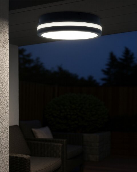 LED Koupel. stropní svítidlo se senzorem ELLÉ LED/24W/230V pr. 26 cm IP54 antr