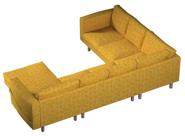 Potah na pohovku IKEA Norsborg rohová, 5-místná se šezlongem barva žlutá látka pletený vzor, vzorované