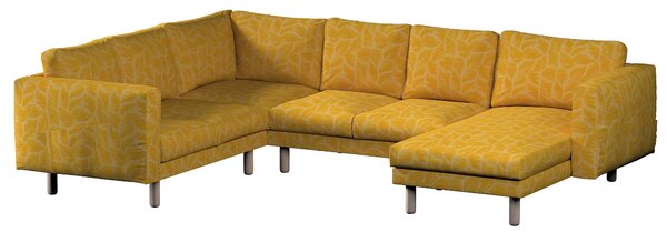Potah na pohovku IKEA Norsborg rohová, 5-místná se šezlongem barva žlutá látka pletený vzor, vzorované