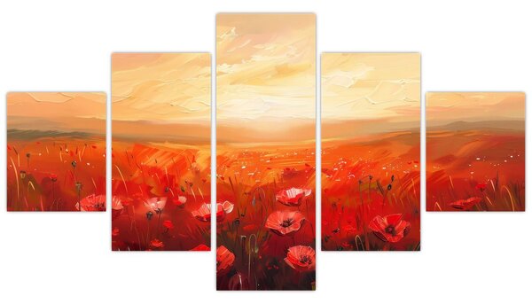Obraz - Pole vlčích máků (125x70 cm)
