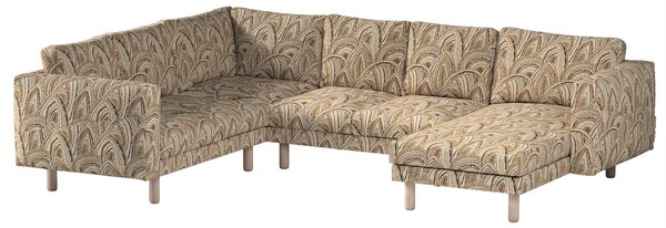 Potah na pohovku IKEA Norsborg rohová, 5-místná se šezlongem barva béžová látka pletený vzor, vzorované