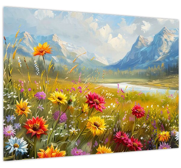Skleněný obraz - Malovaná krajina (70x50 cm)