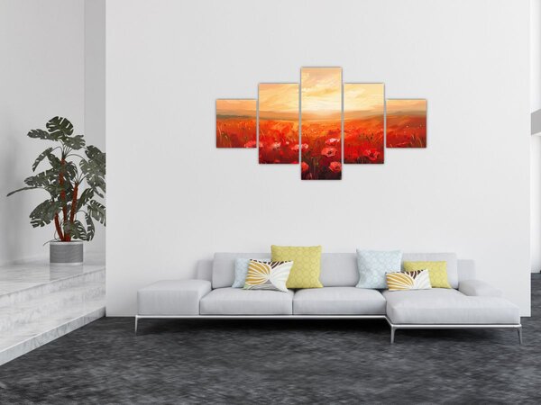 Obraz - Pole vlčích máků (125x70 cm)