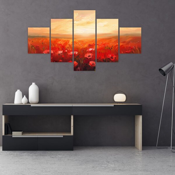 Obraz - Pole vlčích máků (125x70 cm)