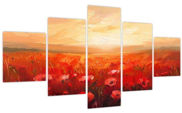 Obraz - Pole vlčích máků (125x70 cm)