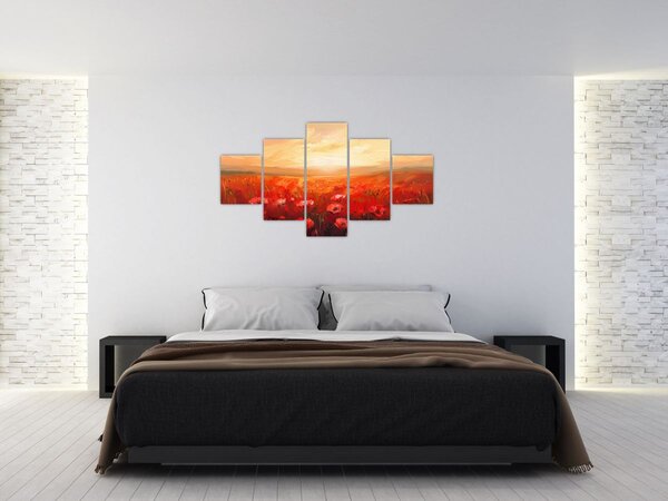 Obraz - Pole vlčích máků (125x70 cm)