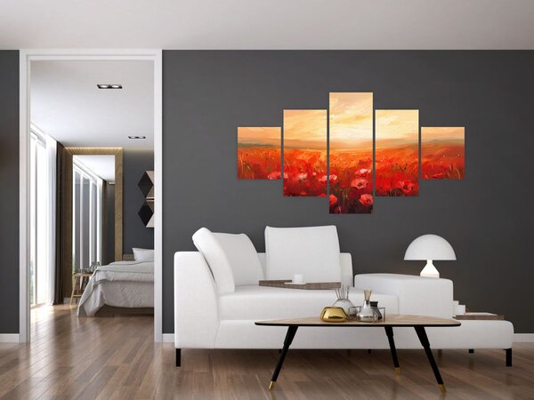 Obraz - Pole vlčích máků (125x70 cm)