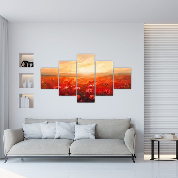 Obraz - Pole vlčích máků (125x70 cm)