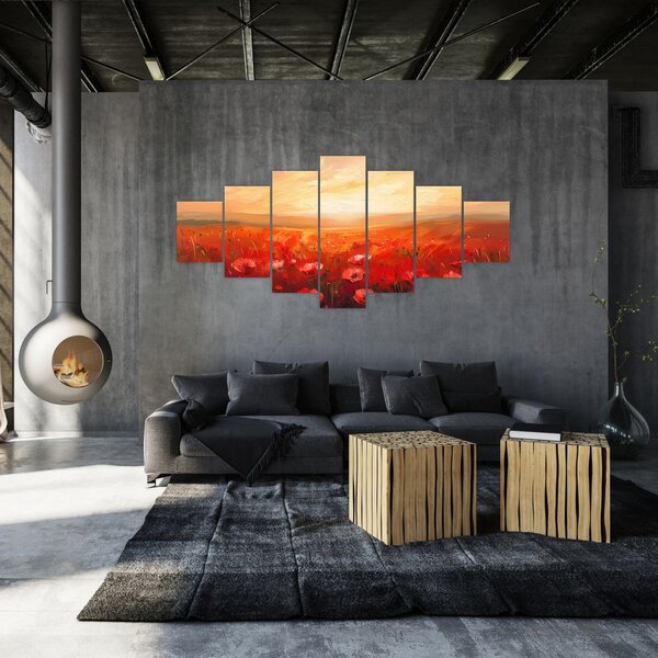 Obraz - Pole vlčích máků (210x100 cm)