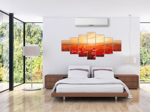 Obraz - Pole vlčích máků (210x100 cm)