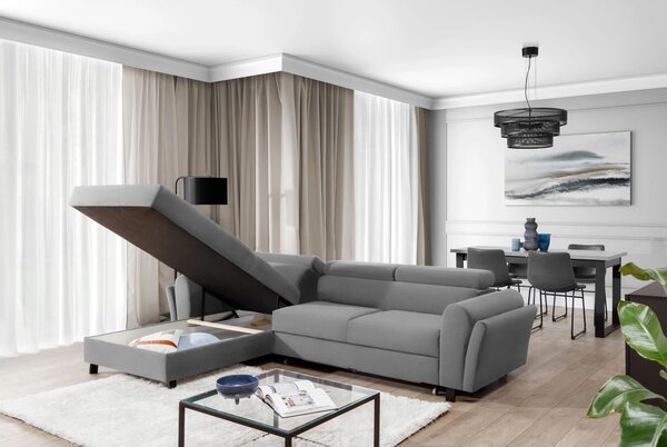 Elegantní rozkládací sedací souprava ASTRAEA - šedá, levý roh