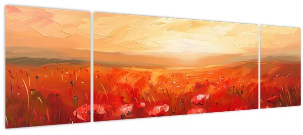 Obraz - Pole vlčích máků (170x50 cm)