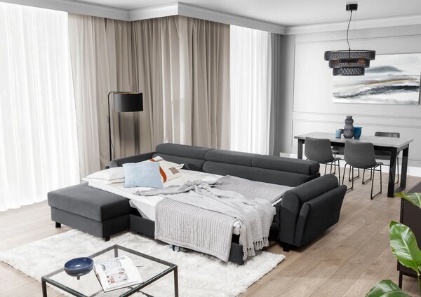 Elegantní rozkládací sedací souprava ASTRAEA - tmavě šedá 1, levý roh