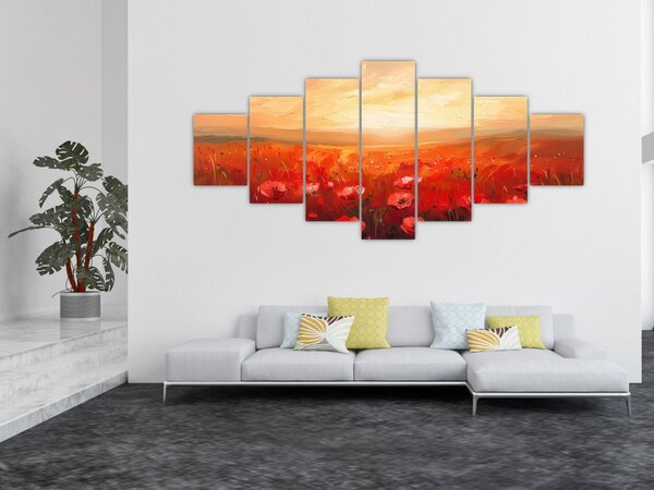 Obraz - Pole vlčích máků (210x100 cm)