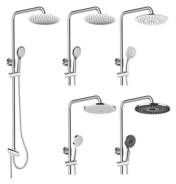 Mereo, Sprchový set s tyčí, bílá hlavová sprcha a třípolohová ruční sprcha, bílý plast/chróm, CB95001SW1