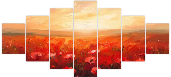 Obraz - Pole vlčích máků (210x100 cm)