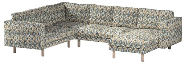 Potah na pohovku IKEA Norsborg rohová, 5-místná se šezlongem barva modrá látka pletený vzor, vzorované