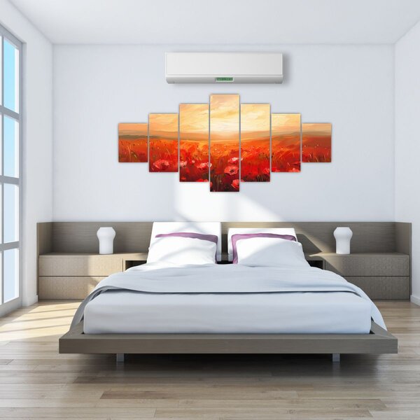 Obraz - Pole vlčích máků (210x100 cm)
