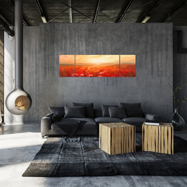 Obraz - Pole vlčích máků (170x50 cm)