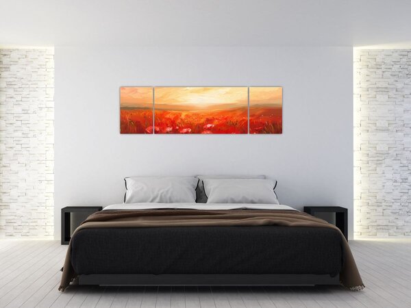 Obraz - Pole vlčích máků (170x50 cm)