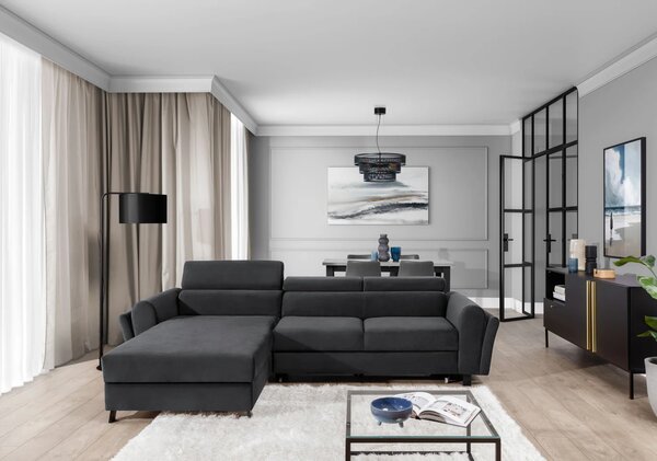 Elegantní rozkládací sedací souprava ASTRAEA - tmavě šedá 1, levý roh