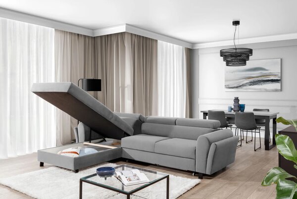 Elegantní rozkládací sedací souprava ASTRAEA - světle šedá, levý roh