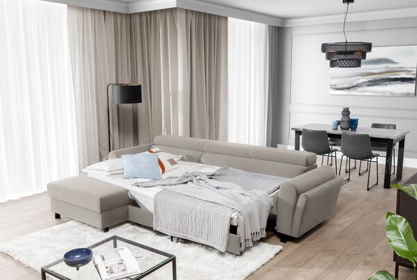Elegantní rozkládací sedací souprava ASTRAEA - béžová, levý roh