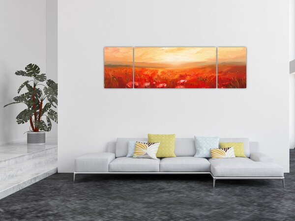 Obraz - Pole vlčích máků (170x50 cm)