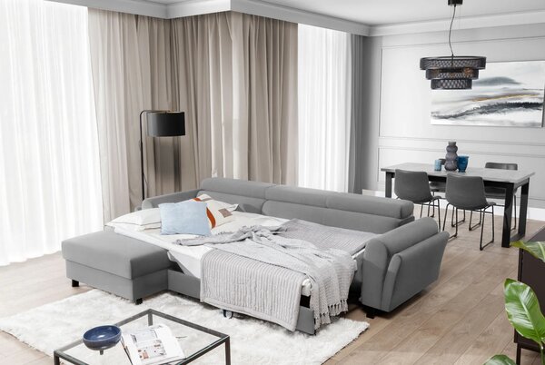 Elegantní rozkládací sedací souprava ASTRAEA - šedá, levý roh