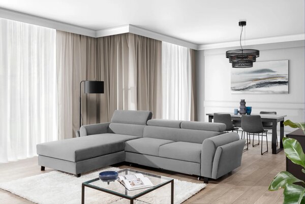 Elegantní rozkládací sedací souprava ASTRAEA - světle šedá, levý roh