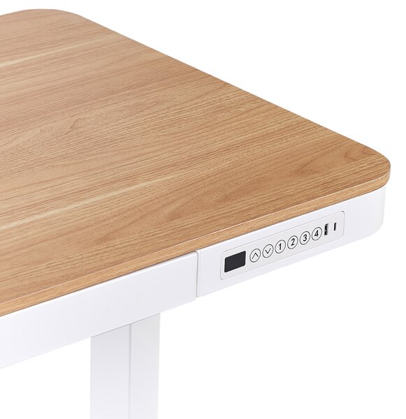Elektricky výškově nastavitelný pracovní stůl KENLY Hnědá/Bílá 120 cm 60 cm s USB portem