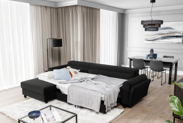 Elegantní rozkládací sedací souprava ASTRAEA - černá 2, levý roh