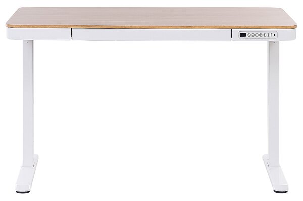 Elektricky výškově nastavitelný pracovní stůl KENLY Hnědá/Bílá 120 cm 60 cm s USB portem
