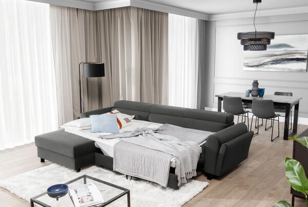 Elegantní rozkládací sedací souprava ASTRAEA - tmavě šedá 2, levý roh