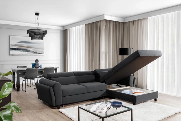 Elegantní rozkládací sedací souprava ASTRAEA - tmavě šedá 1, pravý roh