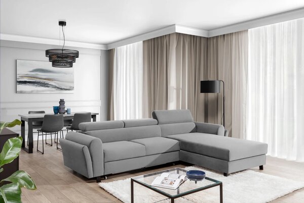 Elegantní rozkládací sedací souprava ASTRAEA - světle šedá, pravý roh