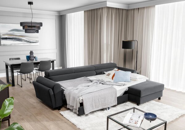 Elegantní rozkládací sedací souprava ASTRAEA - tmavě šedá 1, pravý roh