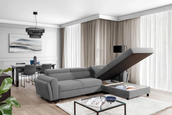 Elegantní rozkládací sedací souprava ASTRAEA - šedá, pravý roh
