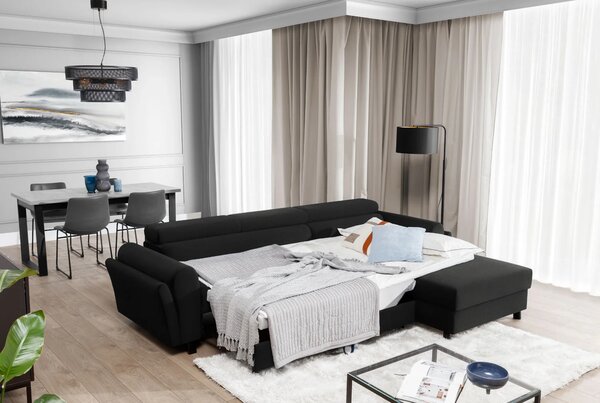 Elegantní rozkládací sedací souprava ASTRAEA - černá 2, pravý