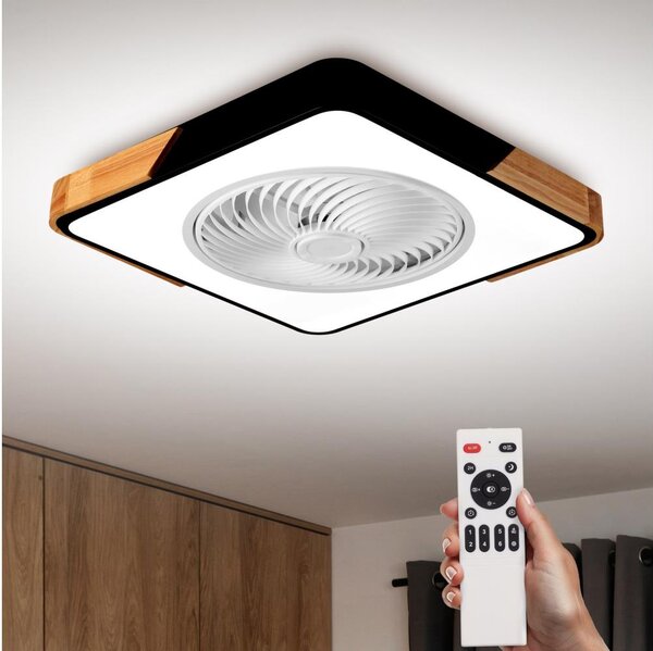 Brilagi-LED Stmív. svítidlo s ventilátorem LED/30W/230V 3000-6500K černá/dub+DO