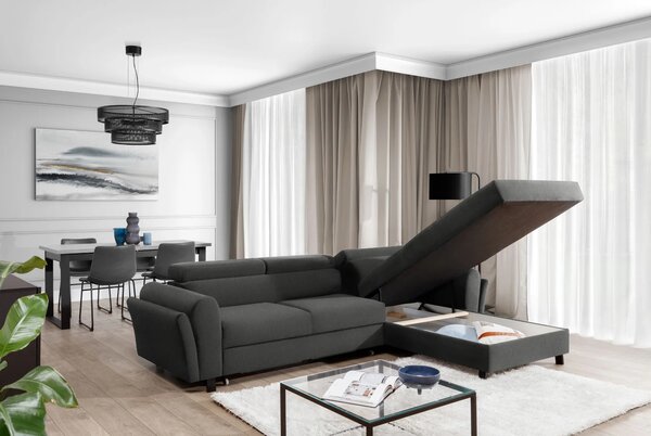 Elegantní rozkládací sedací souprava ASTRAEA - tmavě šedá 2, pravý roh