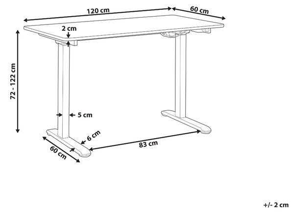 Elektricky výškově nastavitelný pracovní stůl GRIFTON Bílá 120 cm 60 cm